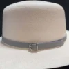 Genuine leather hat band with buckle on Panama hat