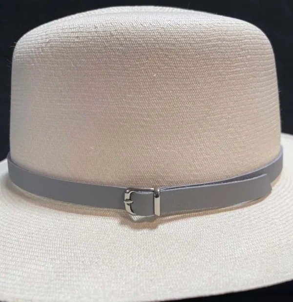 Genuine leather hat band with buckle on Panama hat