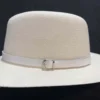 Genuine leather hat band with buckle on Panama hat