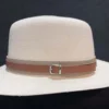 Genuine leather hat band with buckle on Panama hat