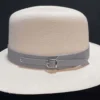 Genuine leather hat band with buckle on Panama hat
